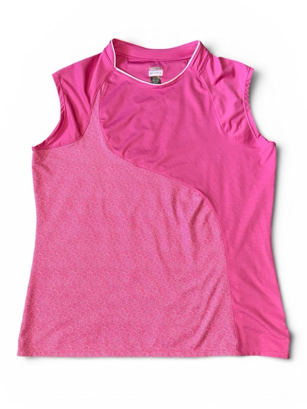 Nancy Lopez Womens Golf Shirt Pink Size L Desert Dry Moisture Wicking Sleeveless